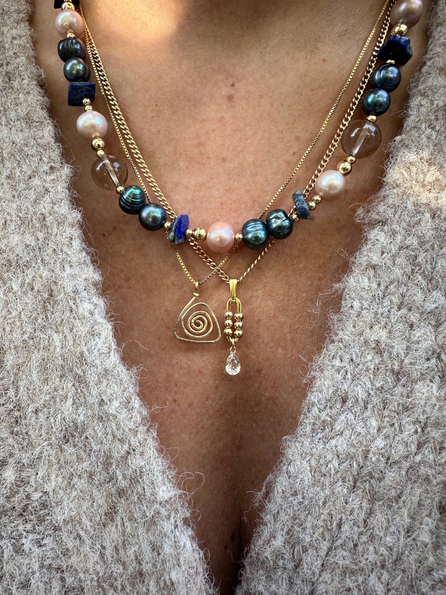 ALEKS Pearl Beaded Gemstone Necklace