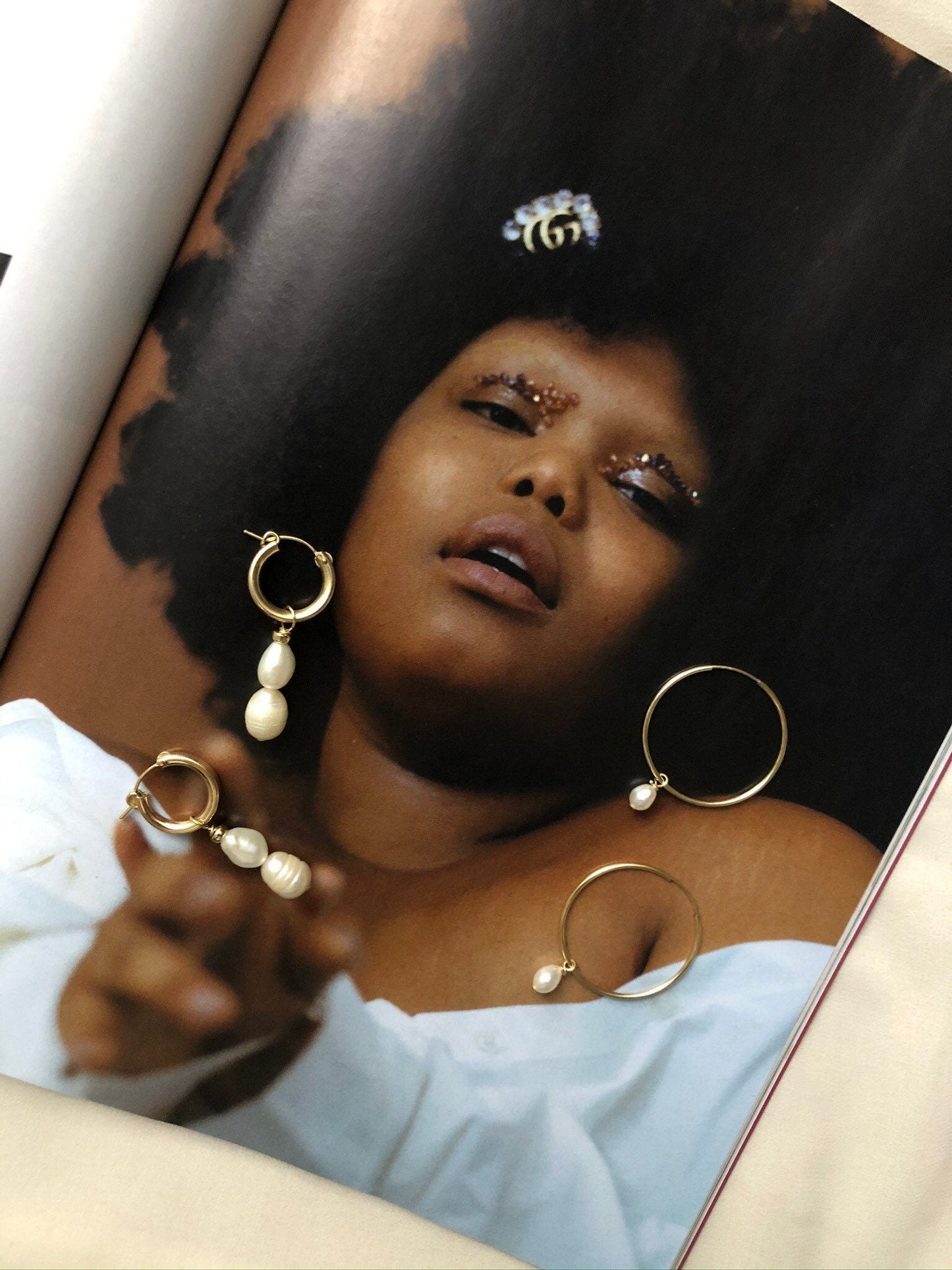 ANA Pearl Gold Hoops