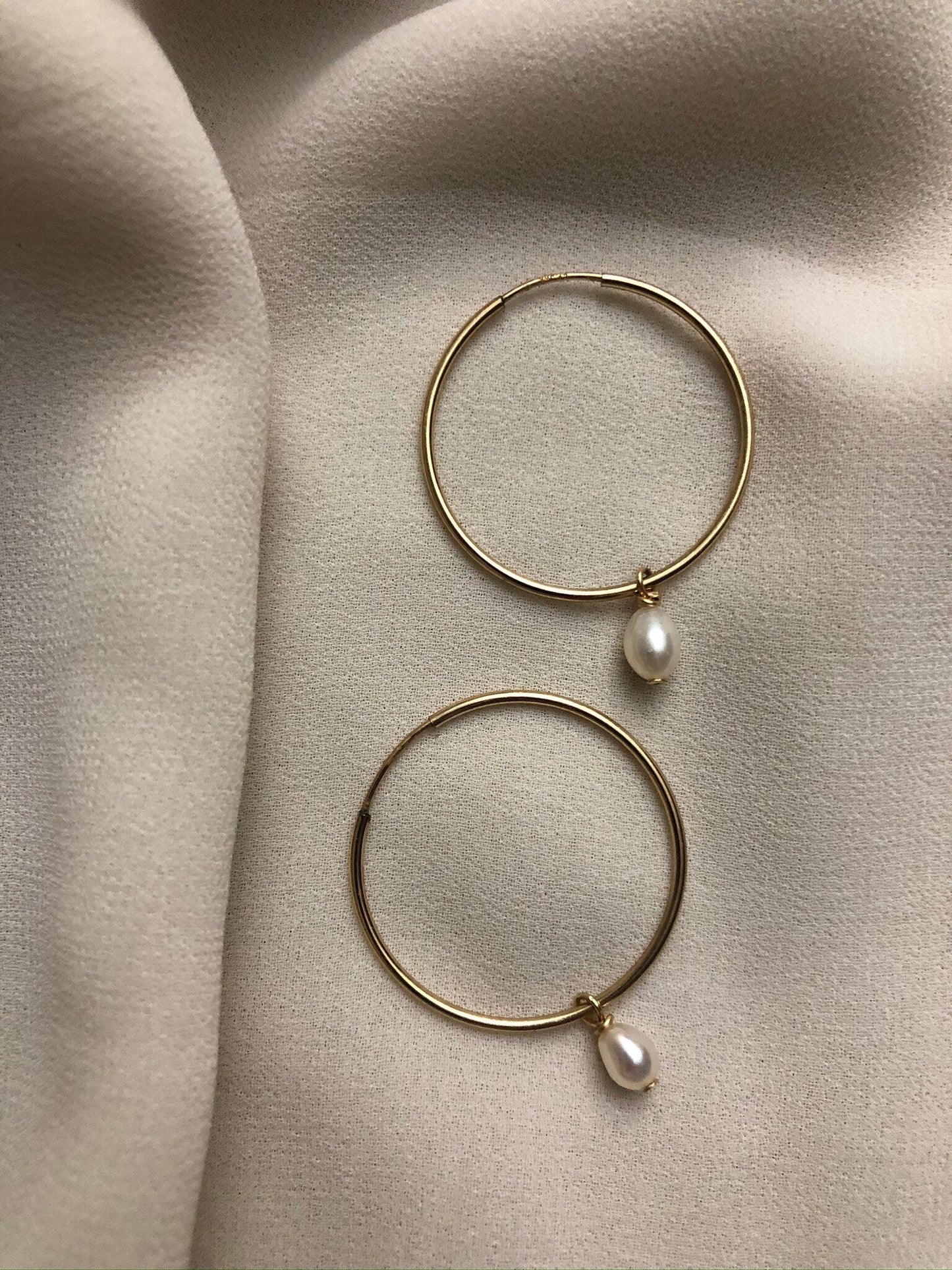 ANA Pearl Gold Hoops