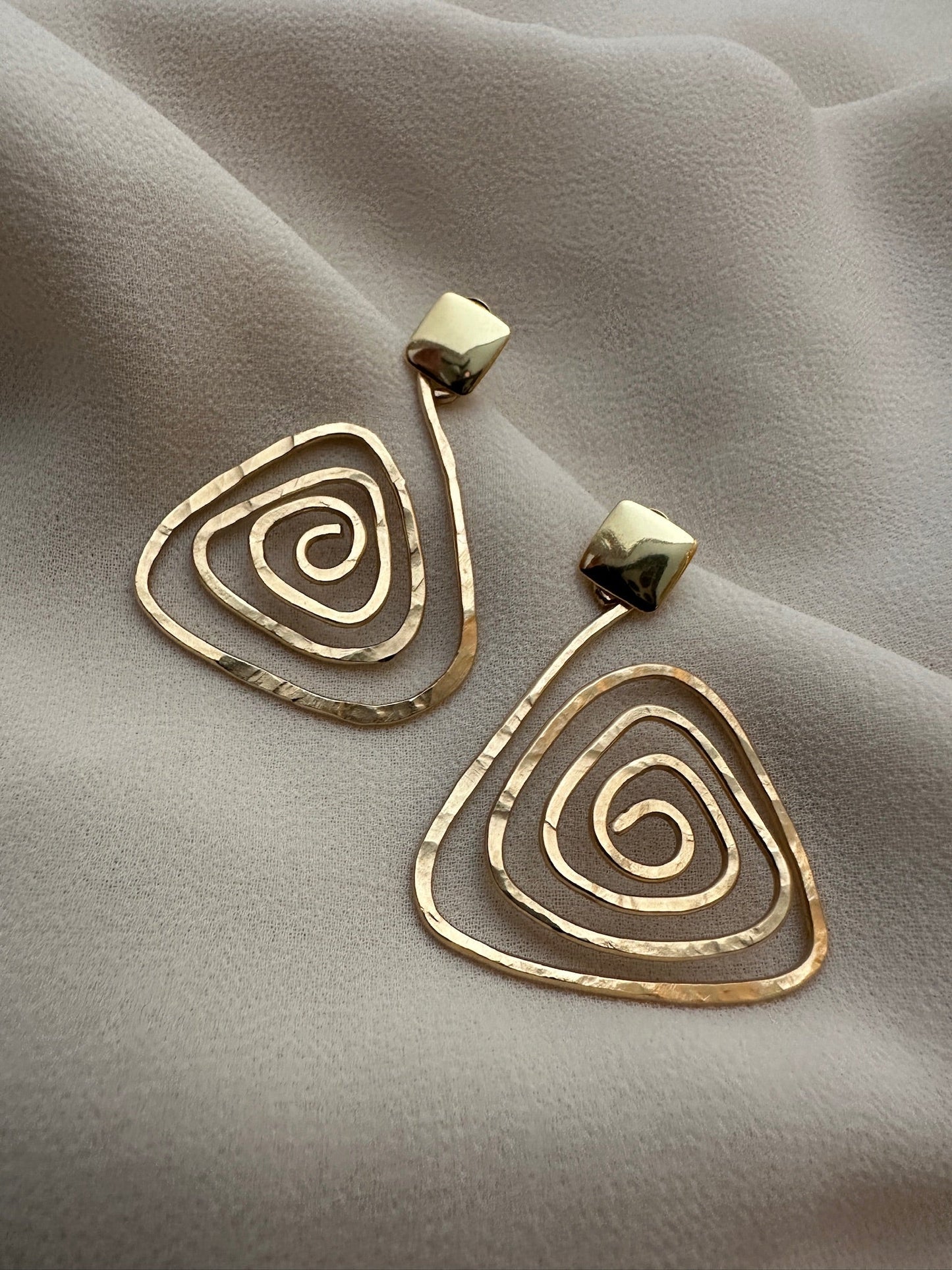 BEATRIZ SPIRAL EARRINGS | Gold-Filled Hammered Statement Earrings