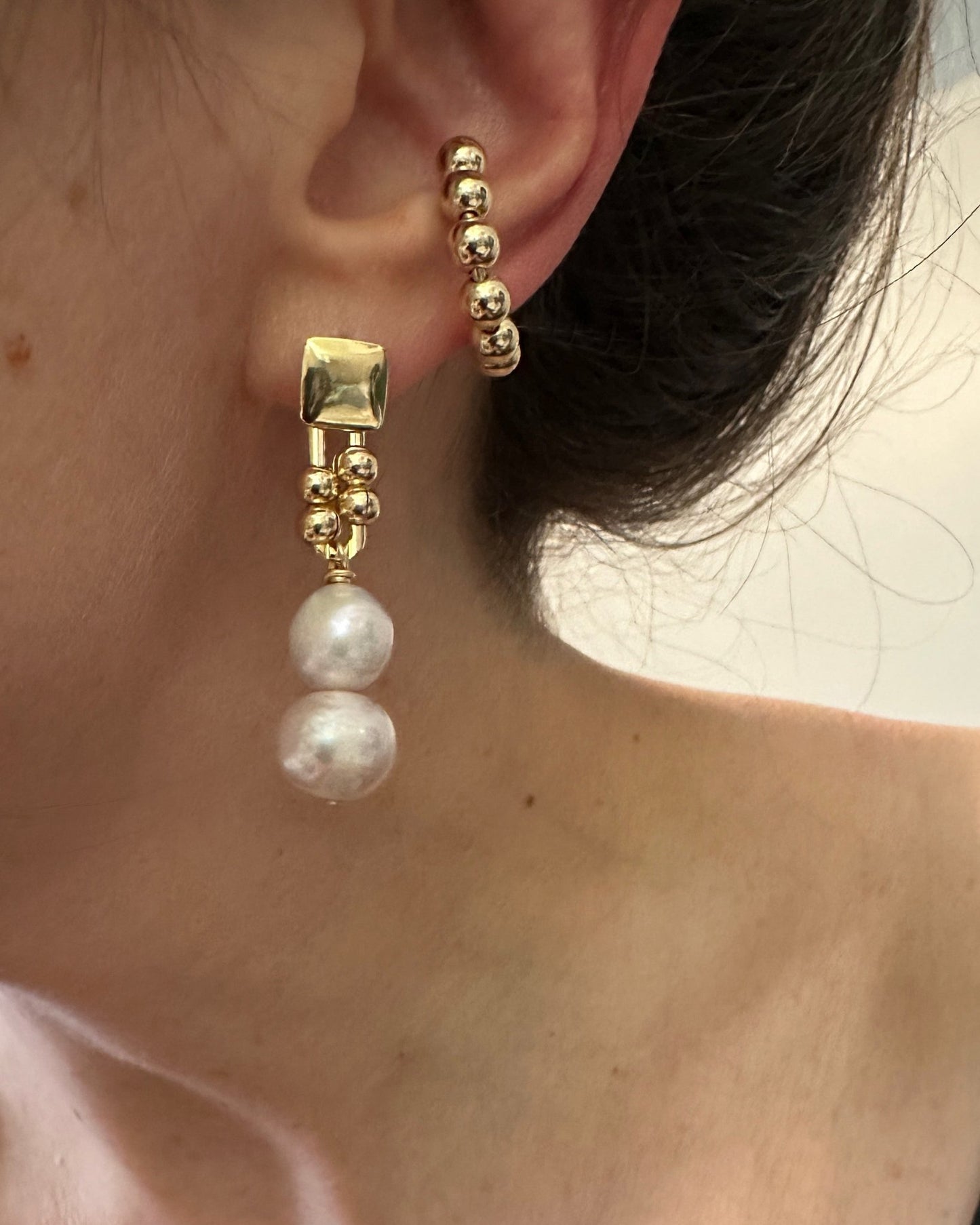 DAISY STUDDED EAR CUFFS | Gold-Filled Beaded Cuff Earrings