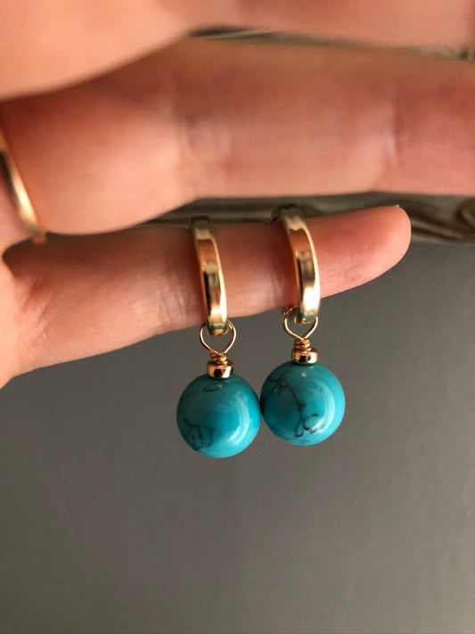 GIA GEMSTONE HOOPS | Gold-Filled Gemstone Removable Charm Earrings