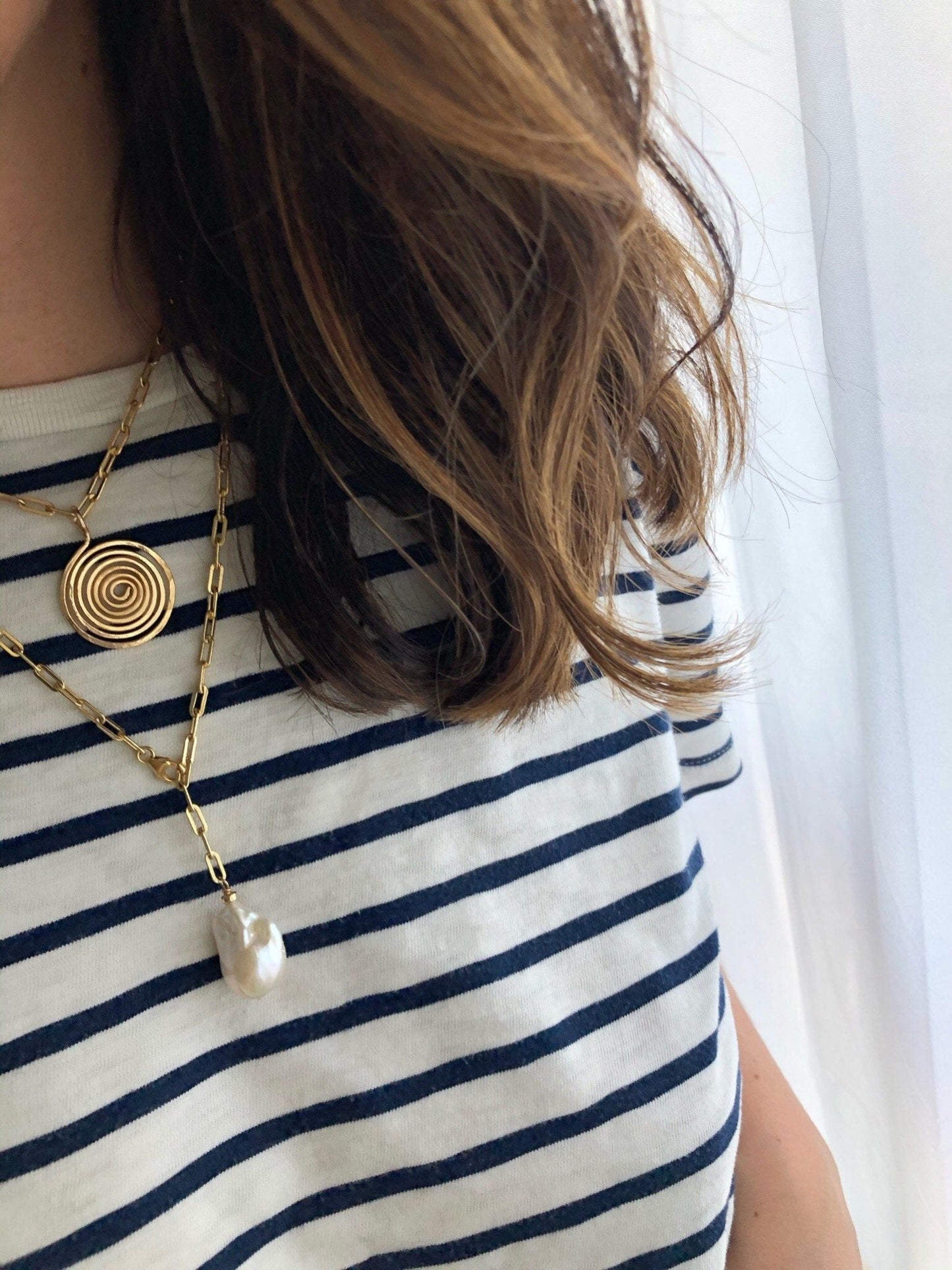 INEZ Gold Spiral Necklace