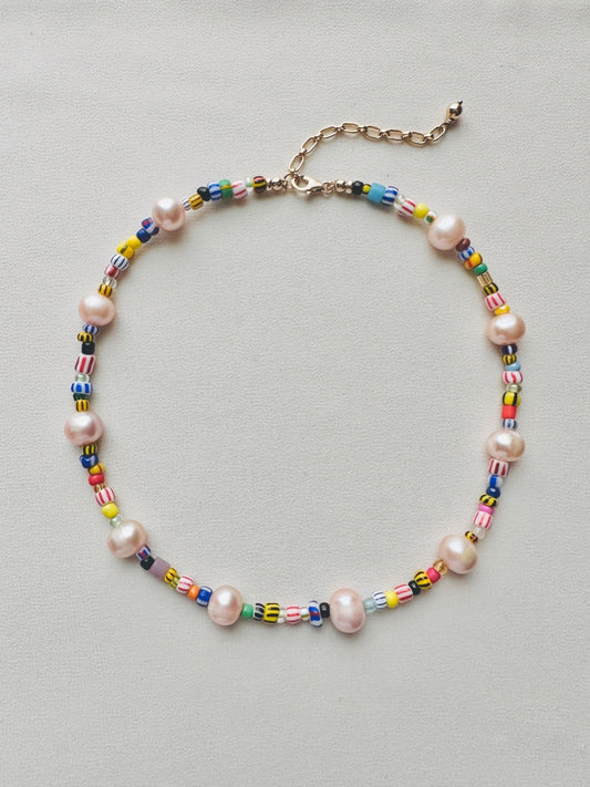 ISSA Rainbow Pearl Beaded Necklace
