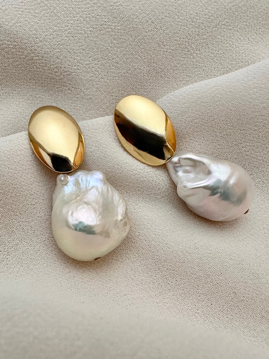 JULIANA PEARL EARRINGS | Gold-Filled Large Baroque Pearl Drop Earrings