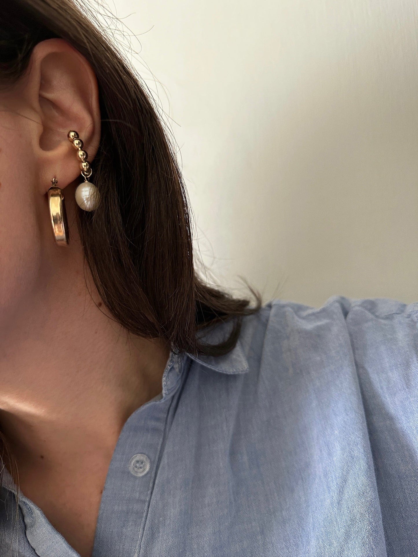 LUCIA PEARL EAR CUFF | Gold-Filled Pearl Drop Cuff Earring