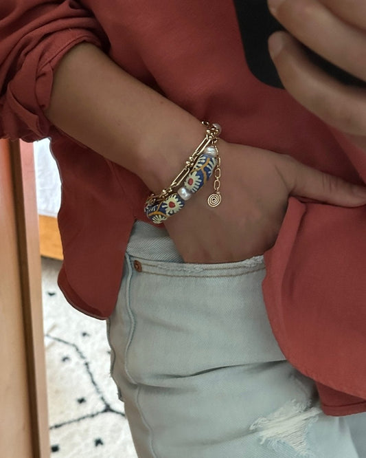 MILA PEARL BEADED BRACELET | Gold-Filled Pearl Trade Bead Bracelet