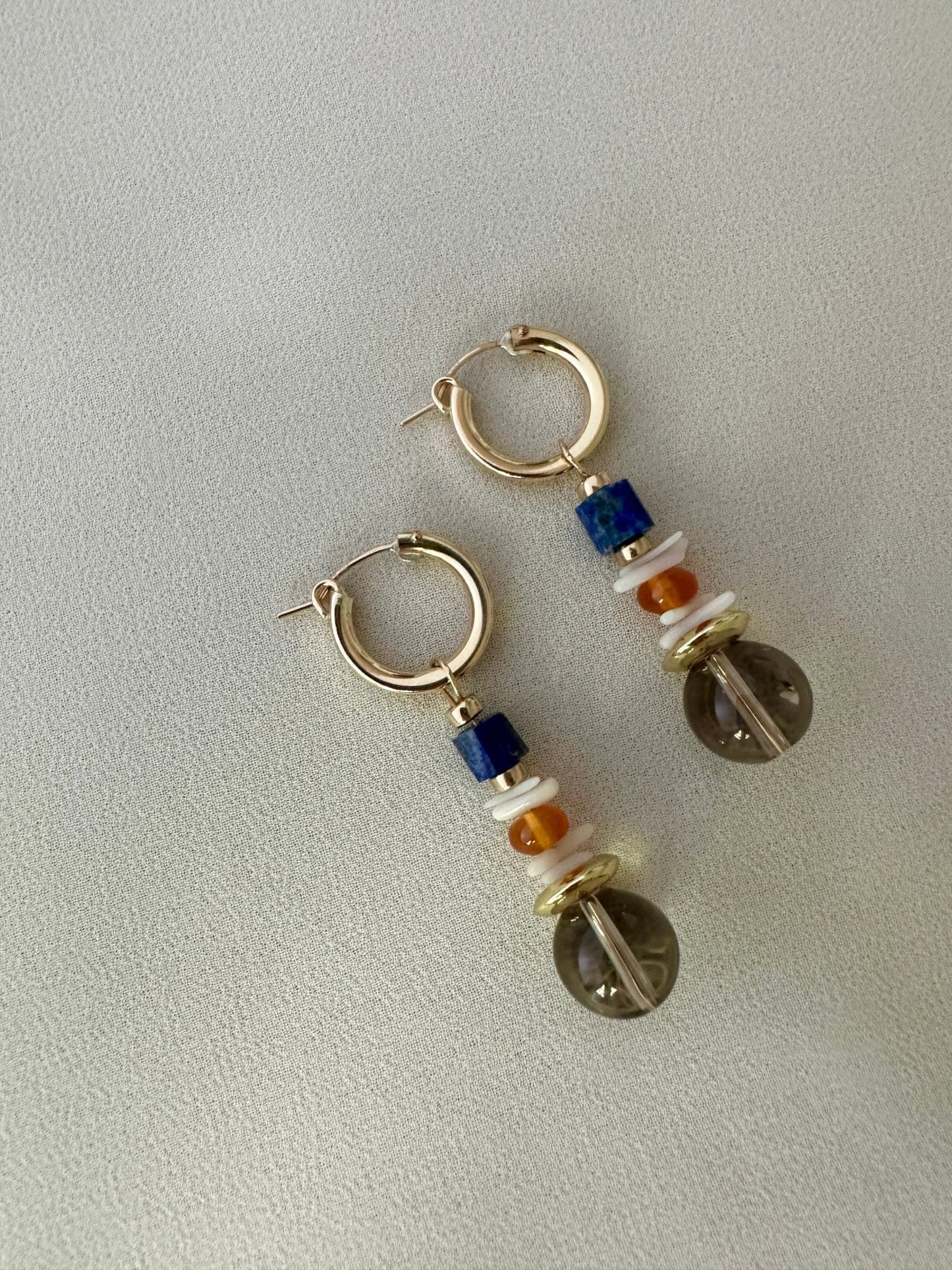 PAVIA GEMSTONE EARRINGS | Gemstone Gold-Filled Beaded Charm Hoop Earrings