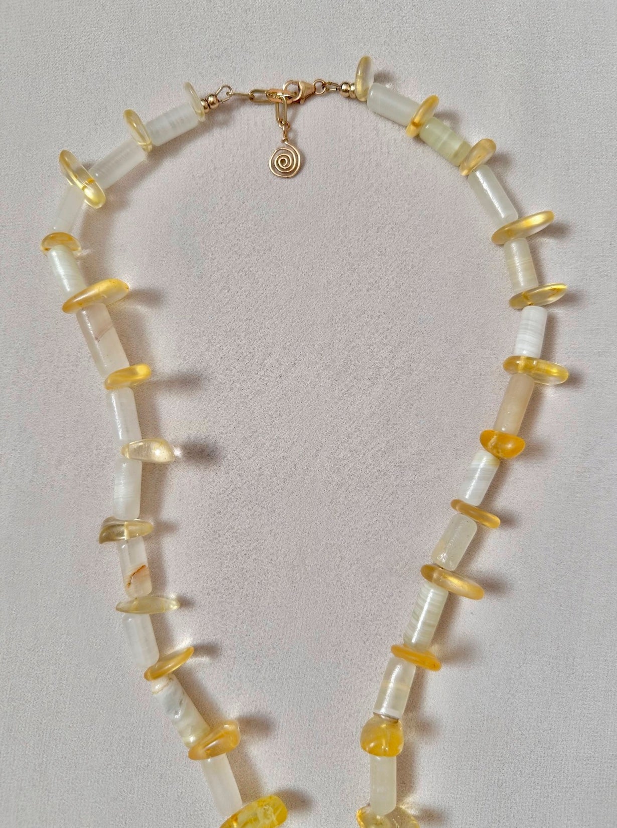 ROMY NECKLACE | Citrine Beads with Natural Shell Pendant