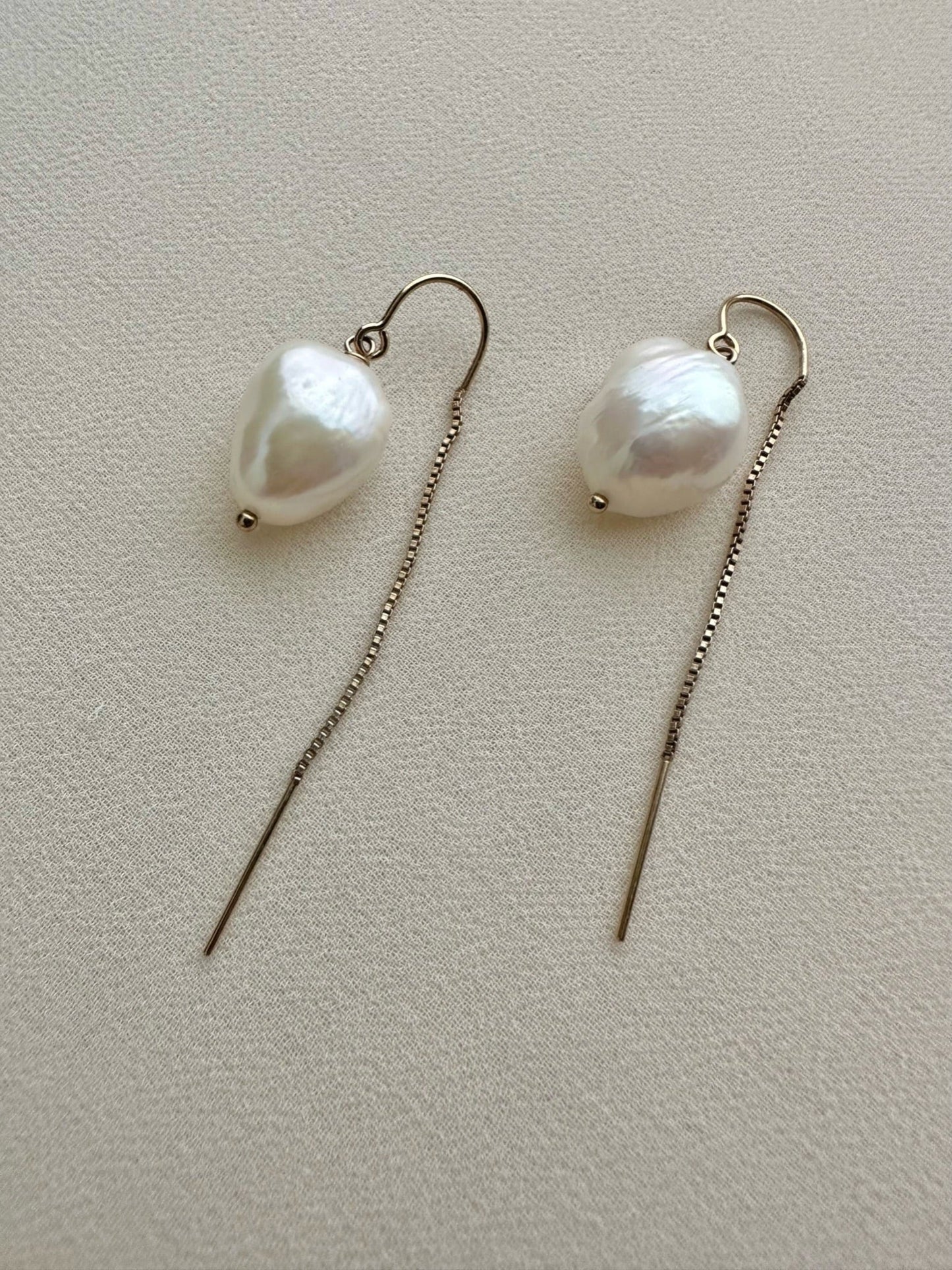 ROWE PEARL EARRINGS | Gold-Filled Nugget Pearl Threader Earrings