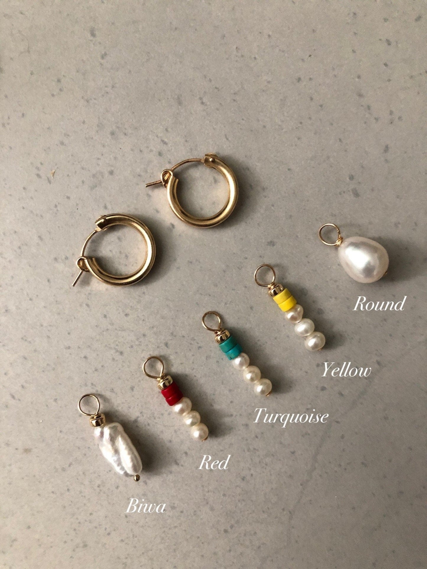 SISI PEARL EARRINGS | Gold-Filled Pearl Charm Colorful Hoop Earrings