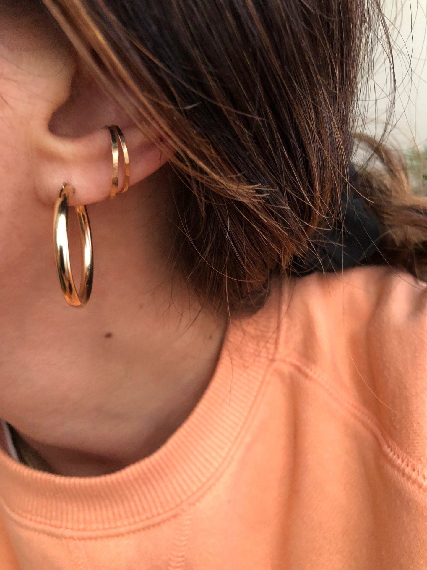ZELIA SPIRAL HOOPS | Gold-Filled Charm Thick Hoop Earrings