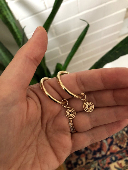 ZELIA SPIRAL HOOPS | Gold-Filled Charm Thick Hoop Earrings
