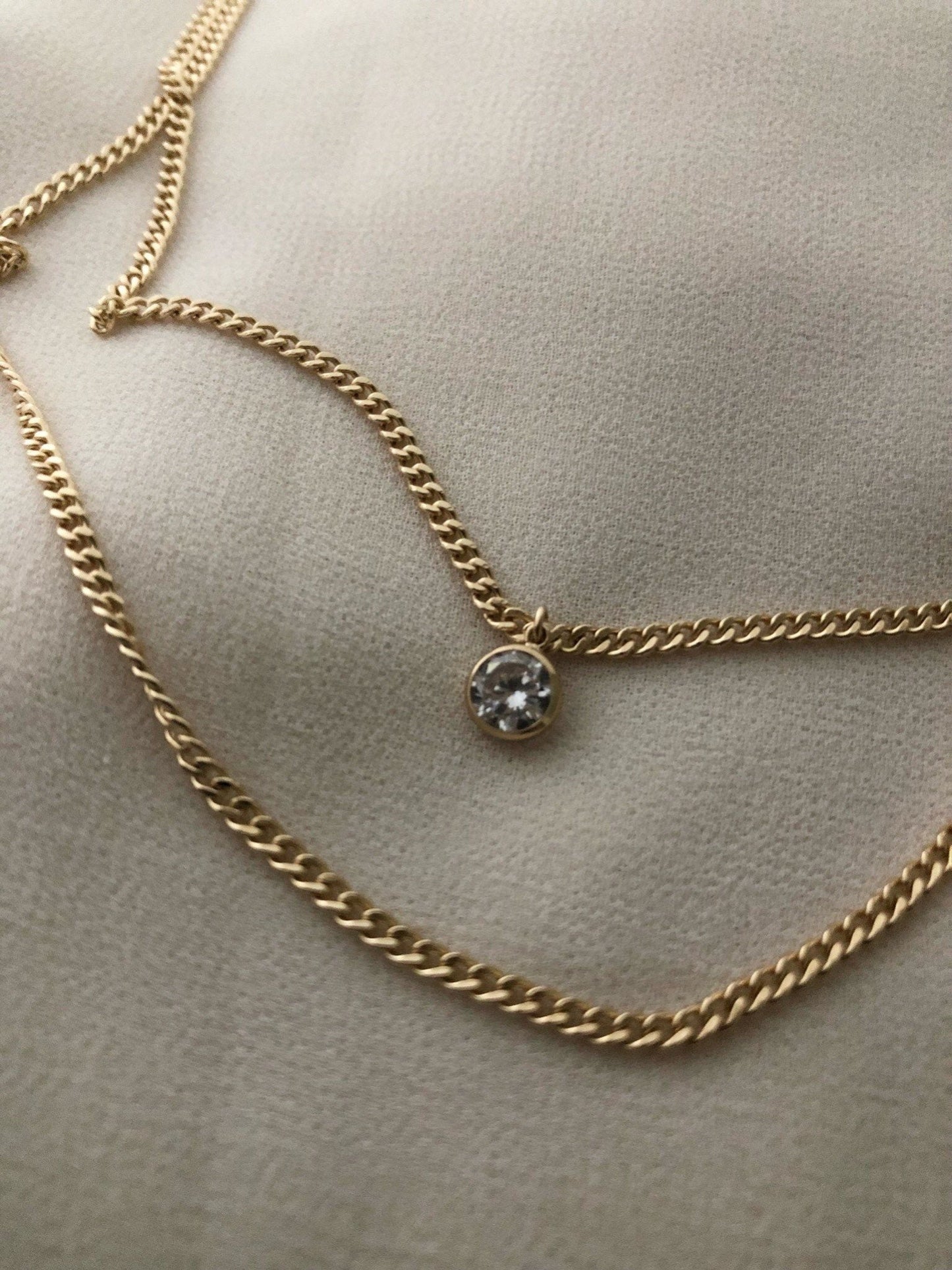 AVA Double Chain Crystal Necklace