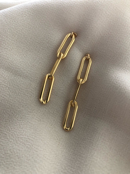 CHARLI CHAIN EARRINGS  | Gold-Filled Paperclip Chain Link Earrings