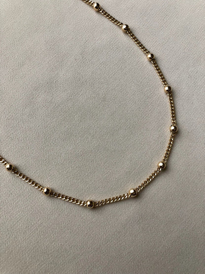 CHIARA STUDDED NECKLACE | Gold-Filled Curb Chain Link Necklace