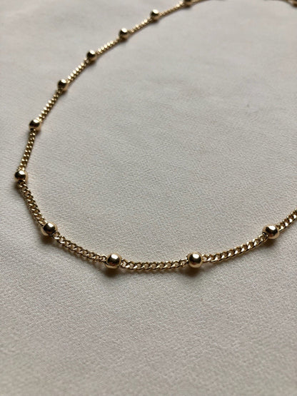 CHIARA STUDDED NECKLACE | Gold-Filled Curb Chain Link Necklace