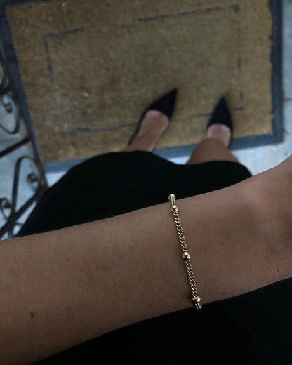 CHIARA STUDDED BRACELET | Gold-Filled Curb Chain Ball Bracelet