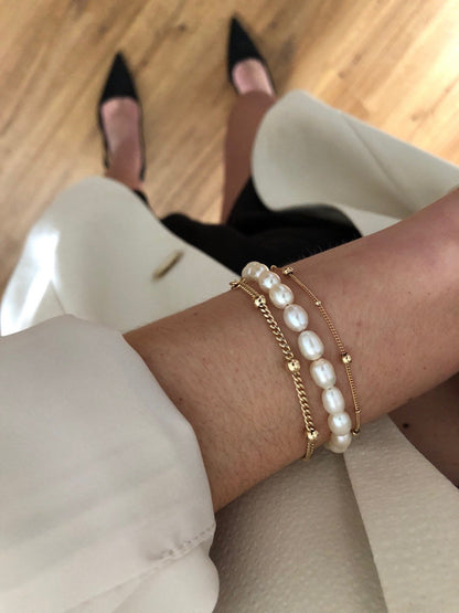 CHIARA STUDDED BRACELET | Gold-Filled Curb Chain Ball Bracelet