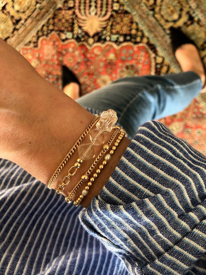 CHIARA STUDDED BRACELET | Gold-Filled Curb Chain Ball Bracelet
