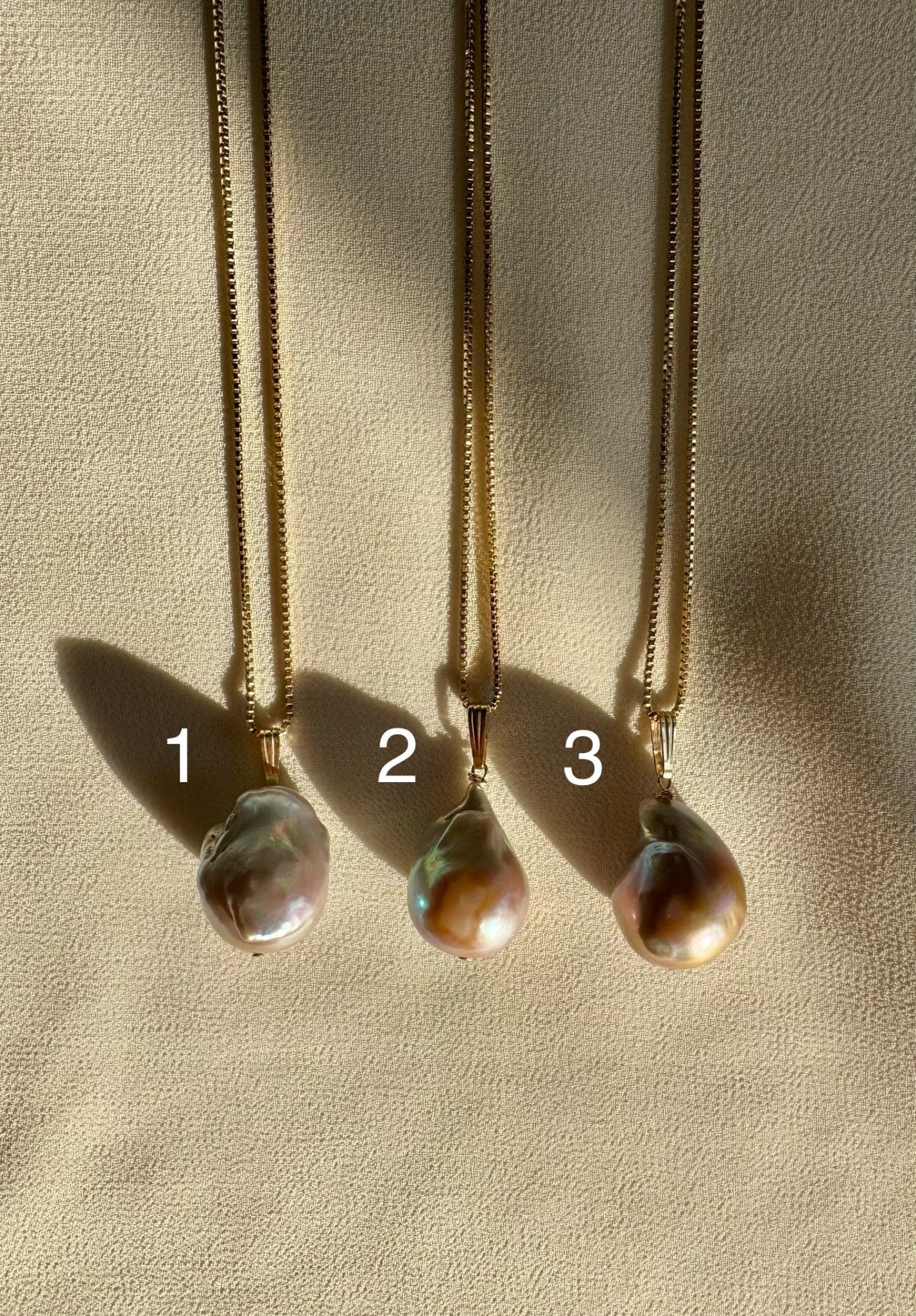 CIARA PEARL NECKLACE | Gold-Filled Box Chain Baroque Pearl Pendant Necklace