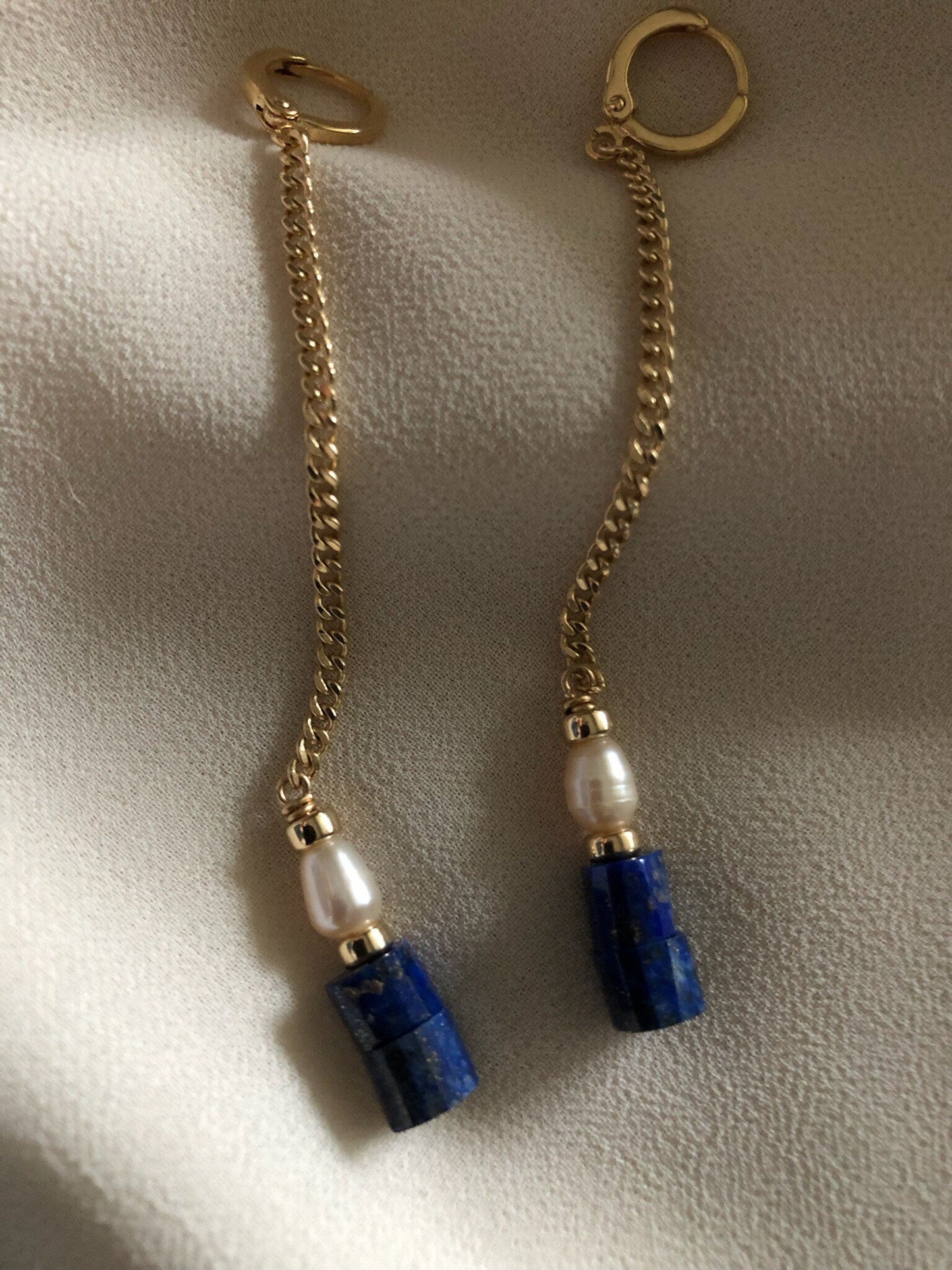 FARA Lapis Pearl Earrings