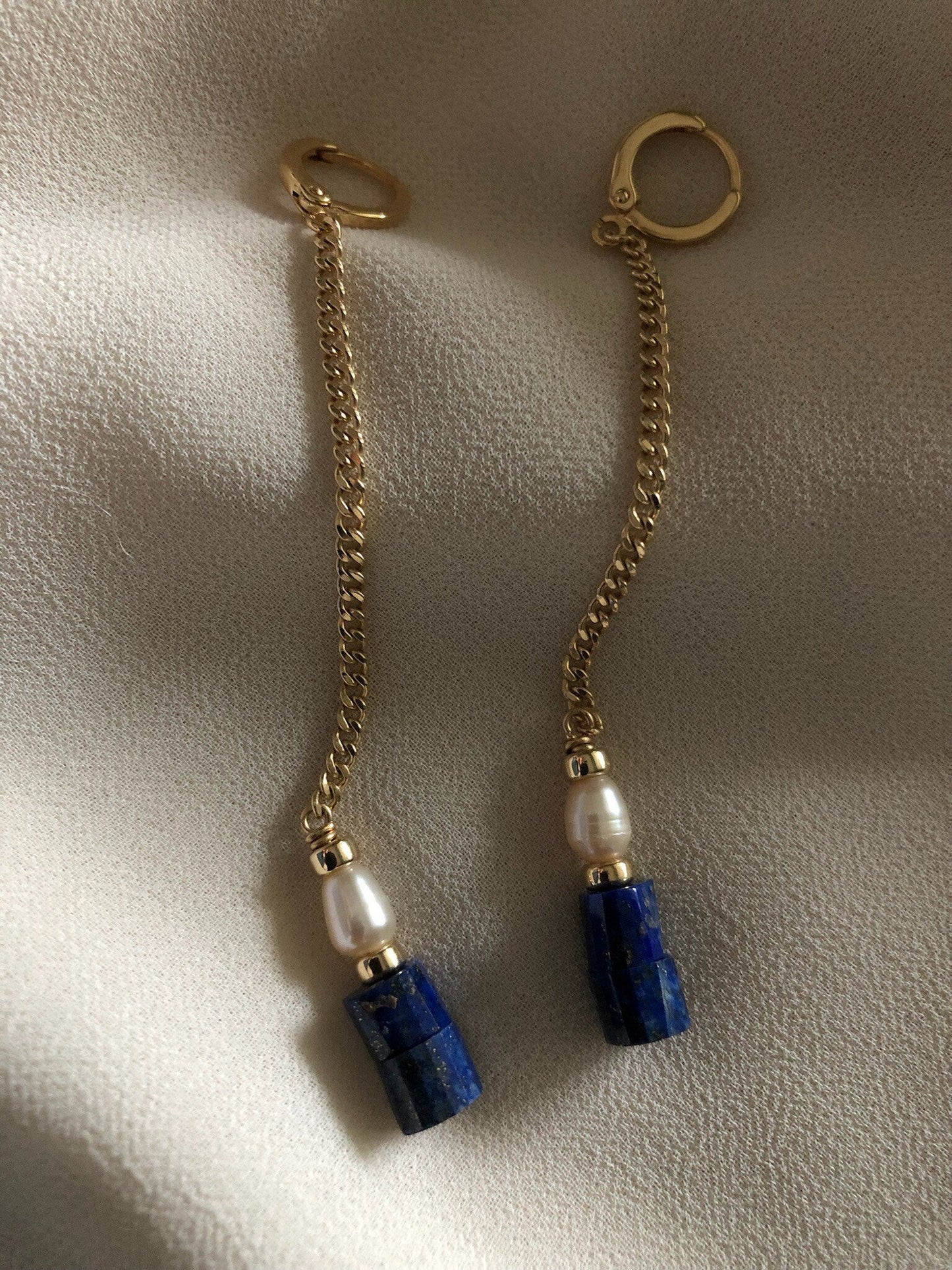 FARA Lapis Pearl Earrings