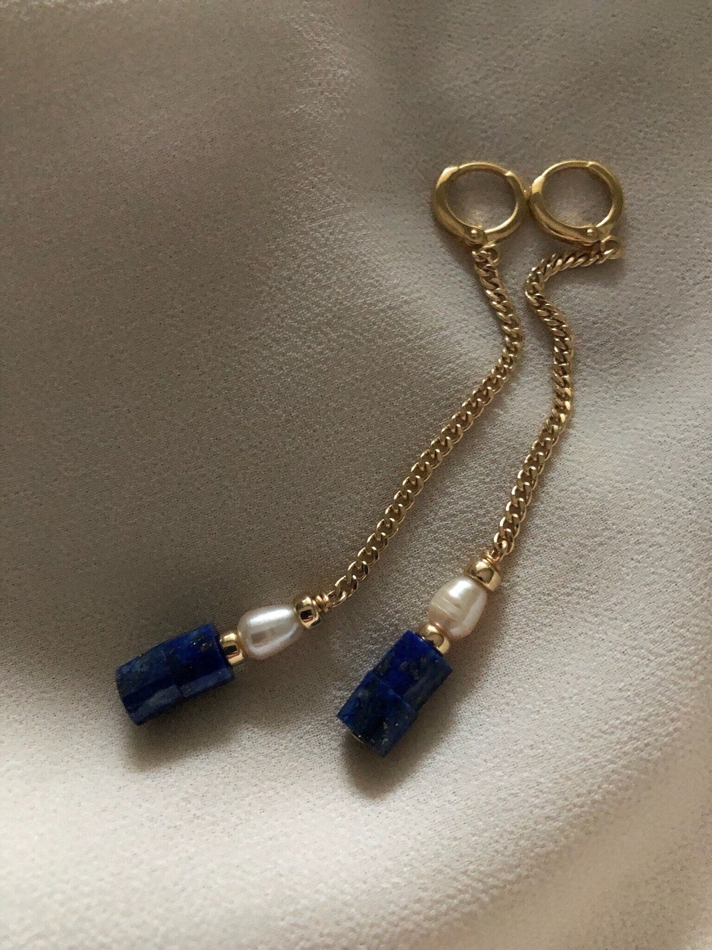 FARA Lapis Pearl Earrings