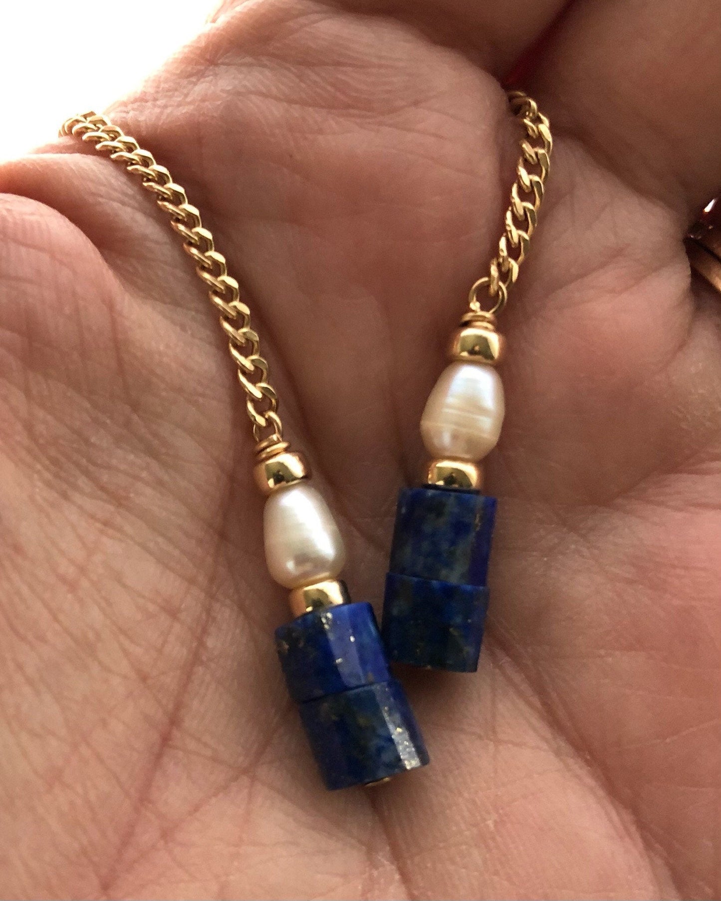 FARA Lapis Pearl Earrings