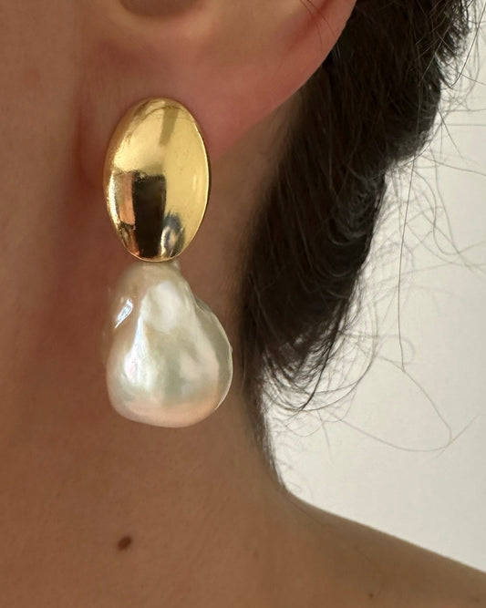 JULIANA PEARL EARRINGS | Gold-Filled Large Baroque Pearl Drop Earrings