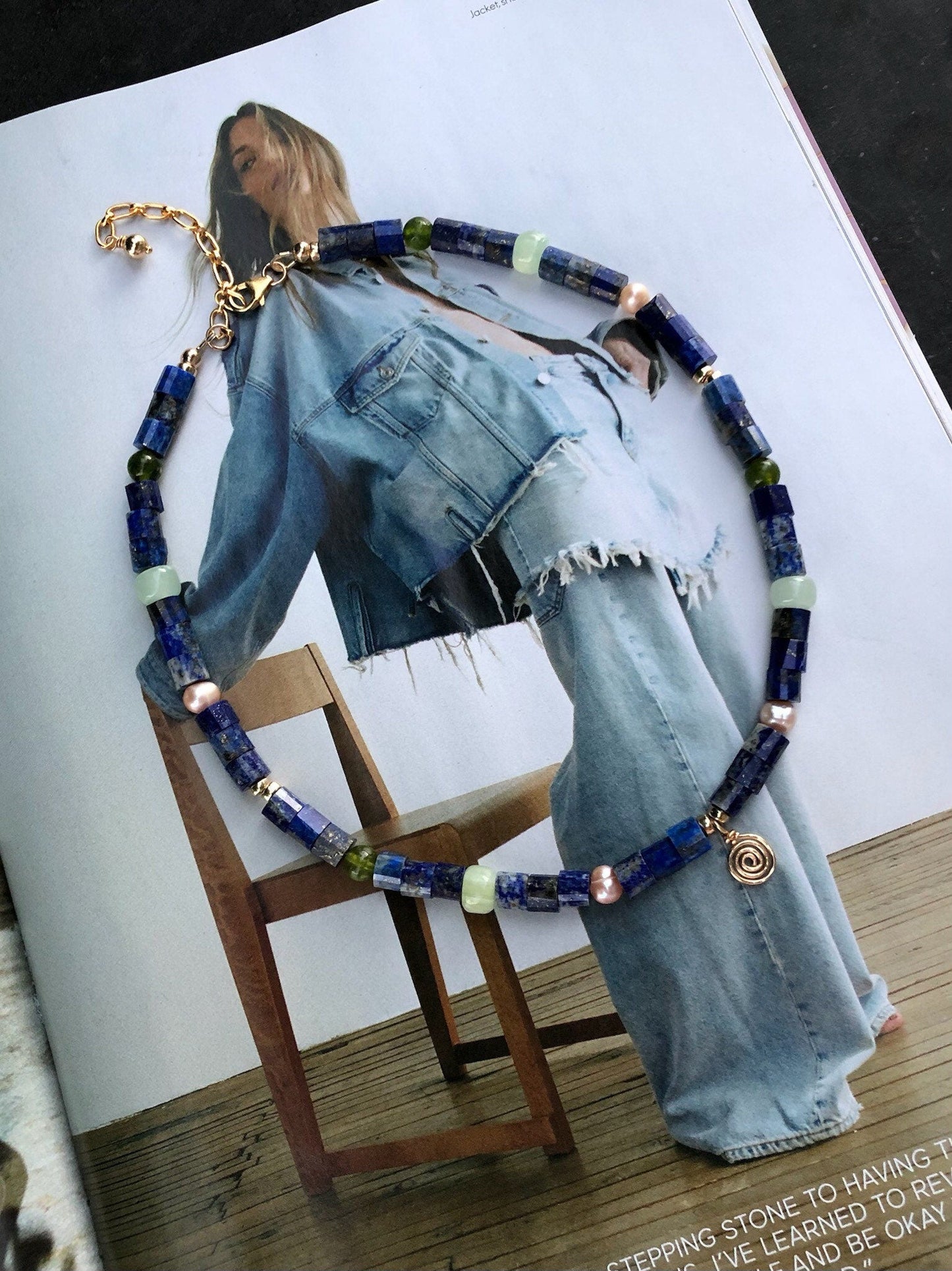 KAIA Pearl Beaded Lapis Necklace