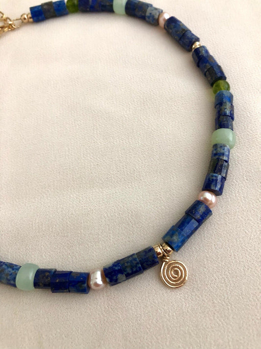 KAIA Pearl Beaded Lapis Necklace