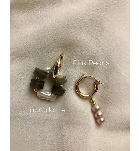 KEA GEMSTONE HOOPS | Gold-Filled Pearl Statement Hoop Earrings