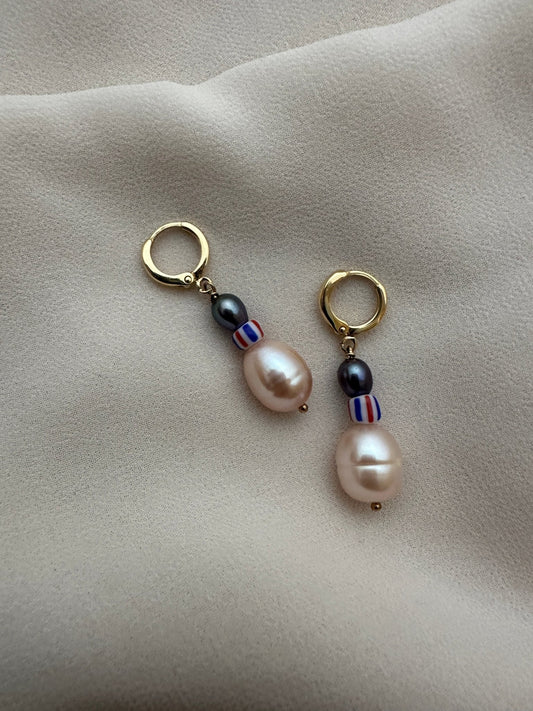 LINA PEARL BEADED EARRINGS | Gold-Filled Pearl Huggie Earrings