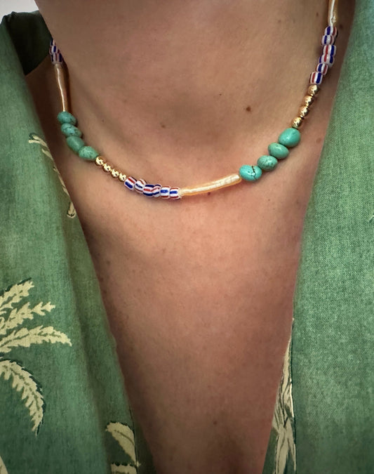 LUA PEARL NECKLACE | Mixed Gemstone Gold-Filled  Beaded Necklace