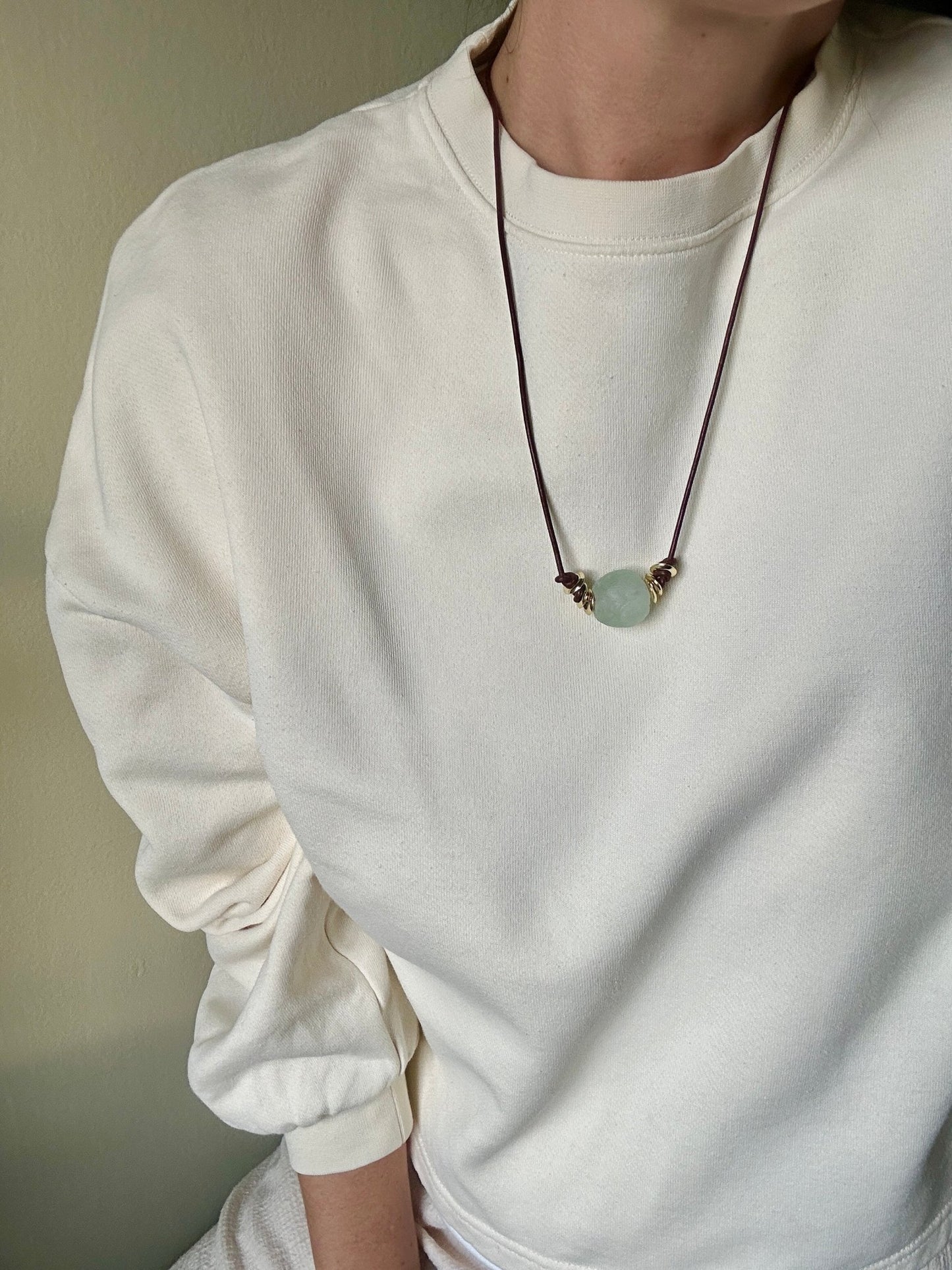 MICA NECKLACE | Leather Cord Necklace with Glass Bead