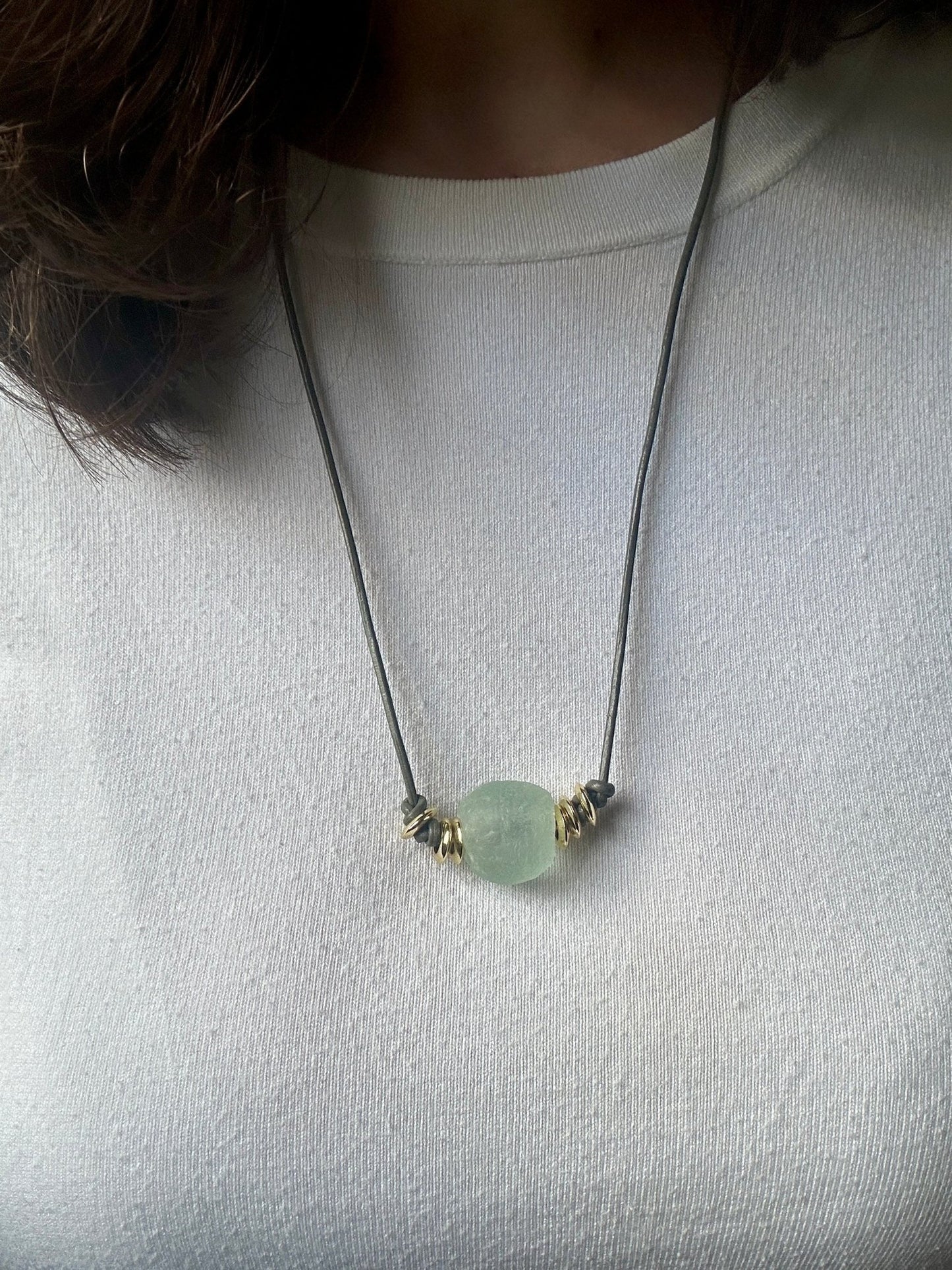 MICA NECKLACE | Leather Cord Necklace with Glass Bead