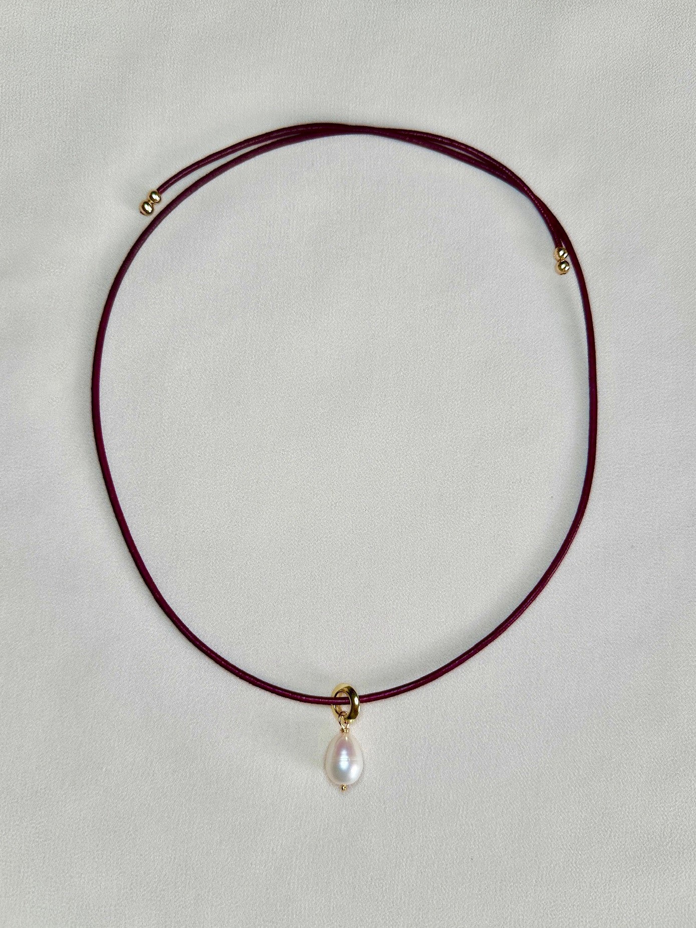 POPPI NECKLACE | Leather Cord Necklace with Freshwater Pearl