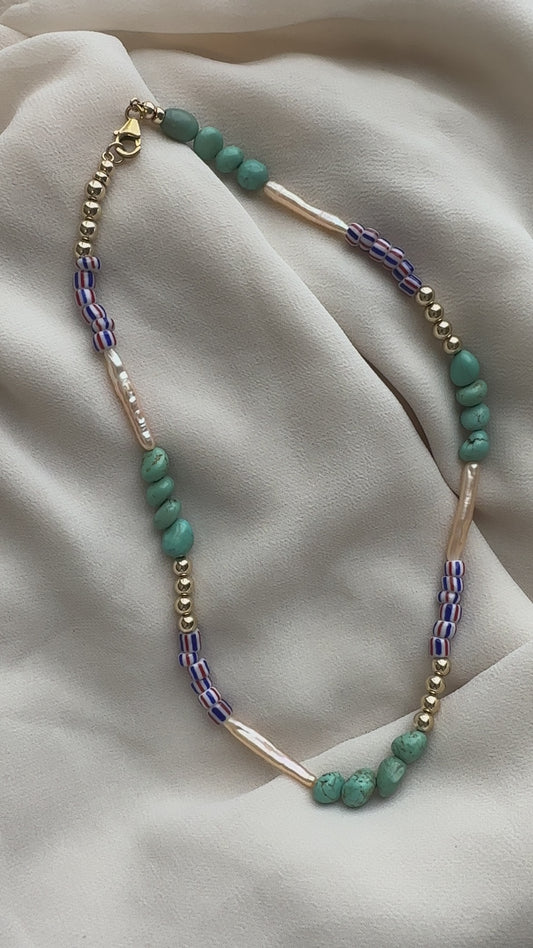 LUA PEARL NECKLACE | Mixed Gemstone Gold-Filled  Beaded Necklace