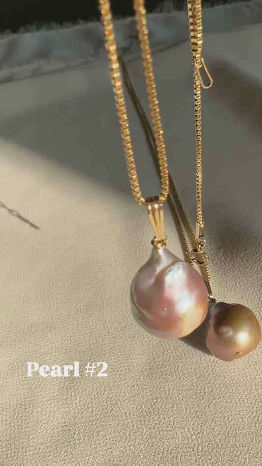 CIARA PEARL NECKLACE | Gold-Filled Box Chain Baroque Pearl Pendant Necklace