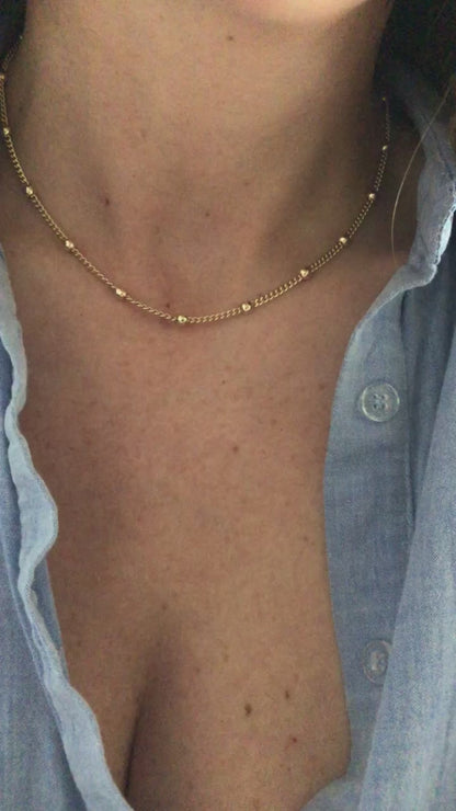 CHIARA STUDDED NECKLACE | Gold-Filled Curb Chain Link Necklace