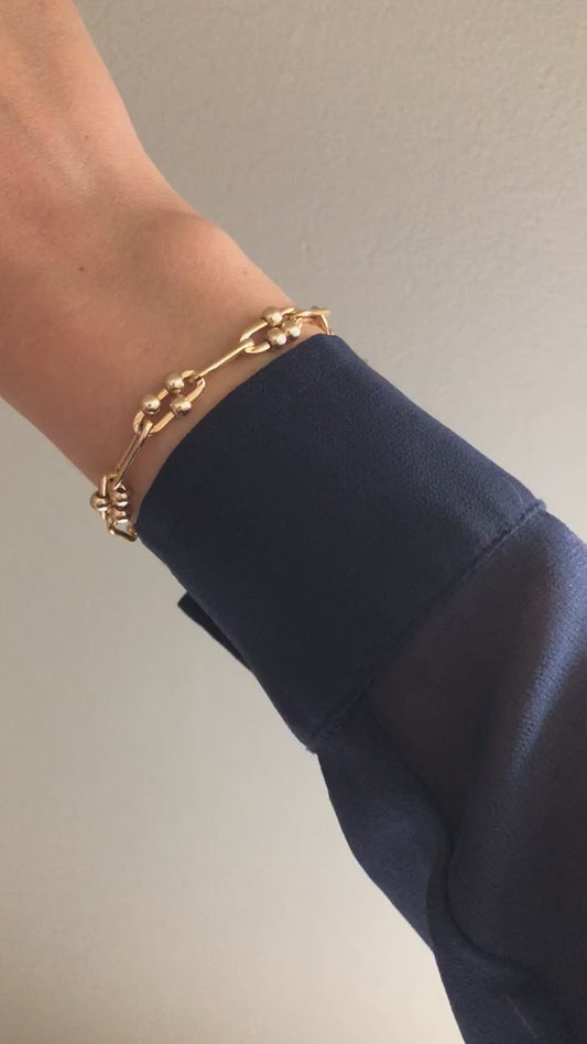 GIGI BRACELET | 14k Gold-Filled Long Link Paperclip Ball Chain Bracelet