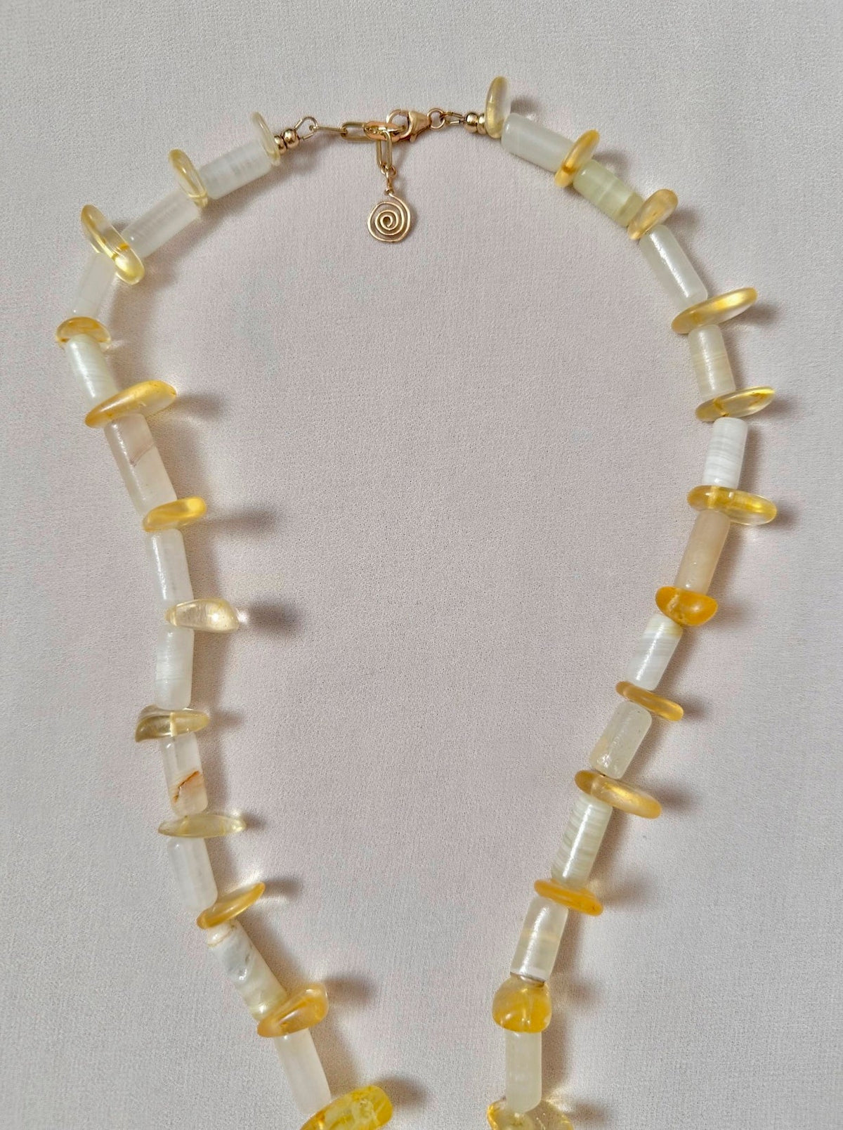 ROMY NECKLACE | Citrine Beads with Natural Shell Pendant