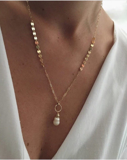 SAPRI PEARL NECKLACE | Gold-Filled Pearl Pendant Statement Necklace