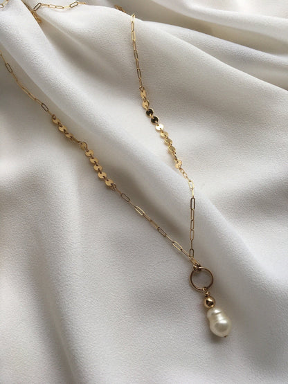 SAPRI PEARL NECKLACE | Gold-Filled Pearl Pendant Statement Necklace
