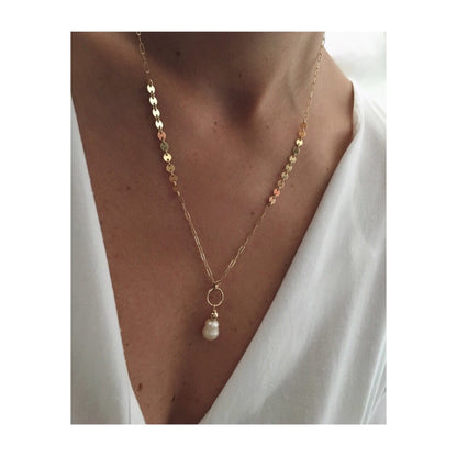 SAPRI PEARL NECKLACE | Gold-Filled Pearl Pendant Statement Necklace
