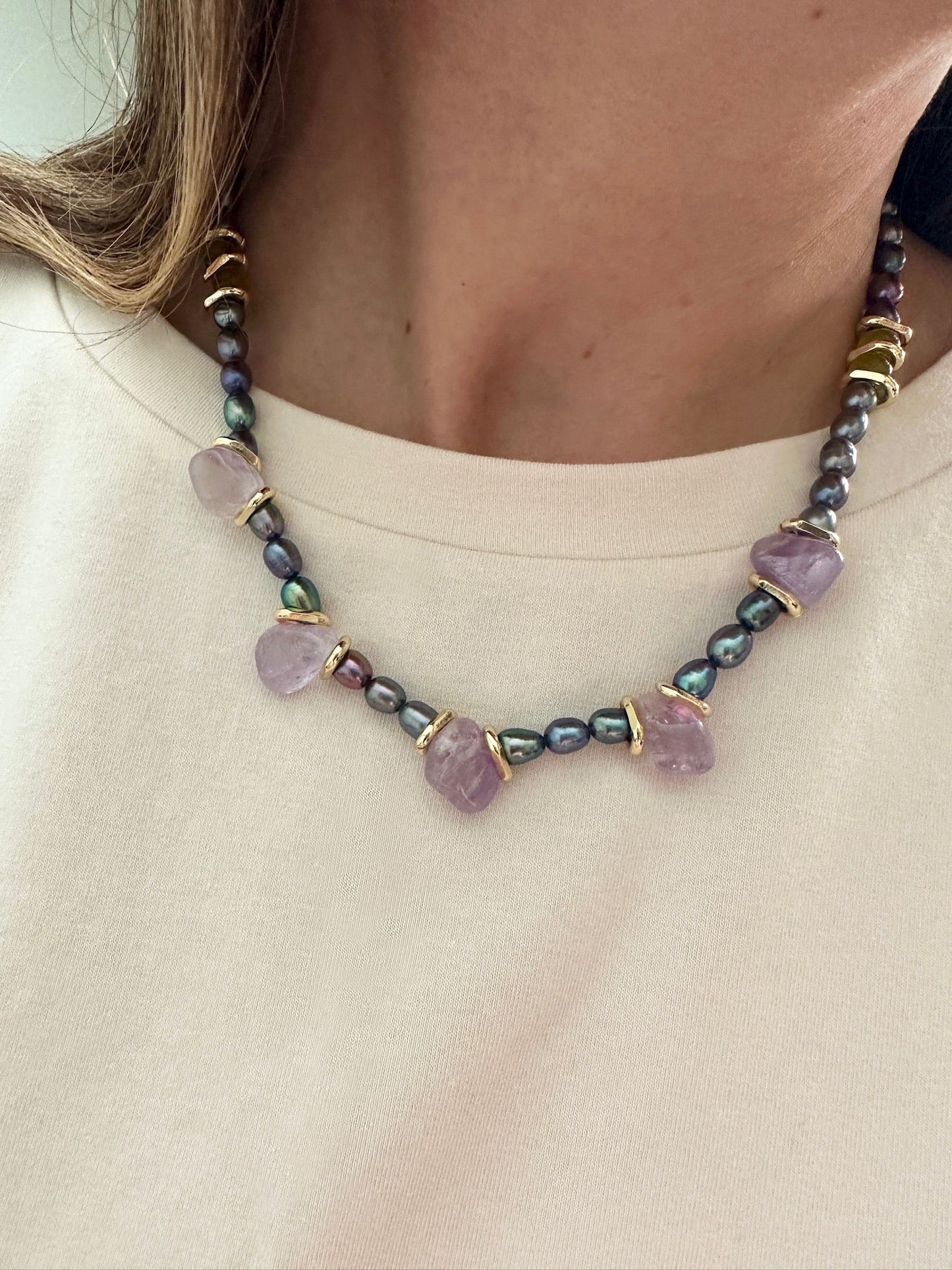 THESA Amethyst Pearl Necklace