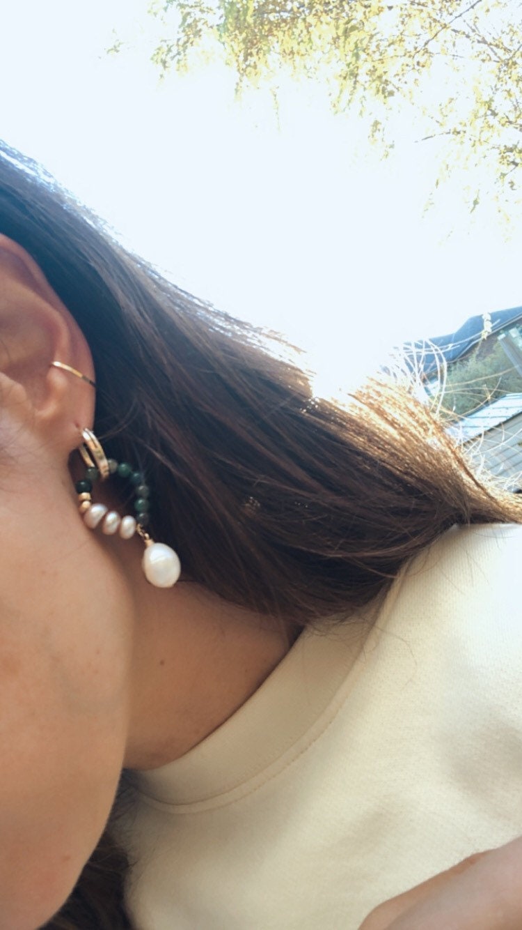 KYRA Pearl Beaded Hoop Earrings