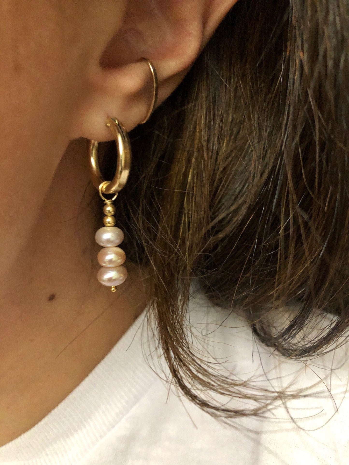 KEA Pearl Gold Hoop Earrings