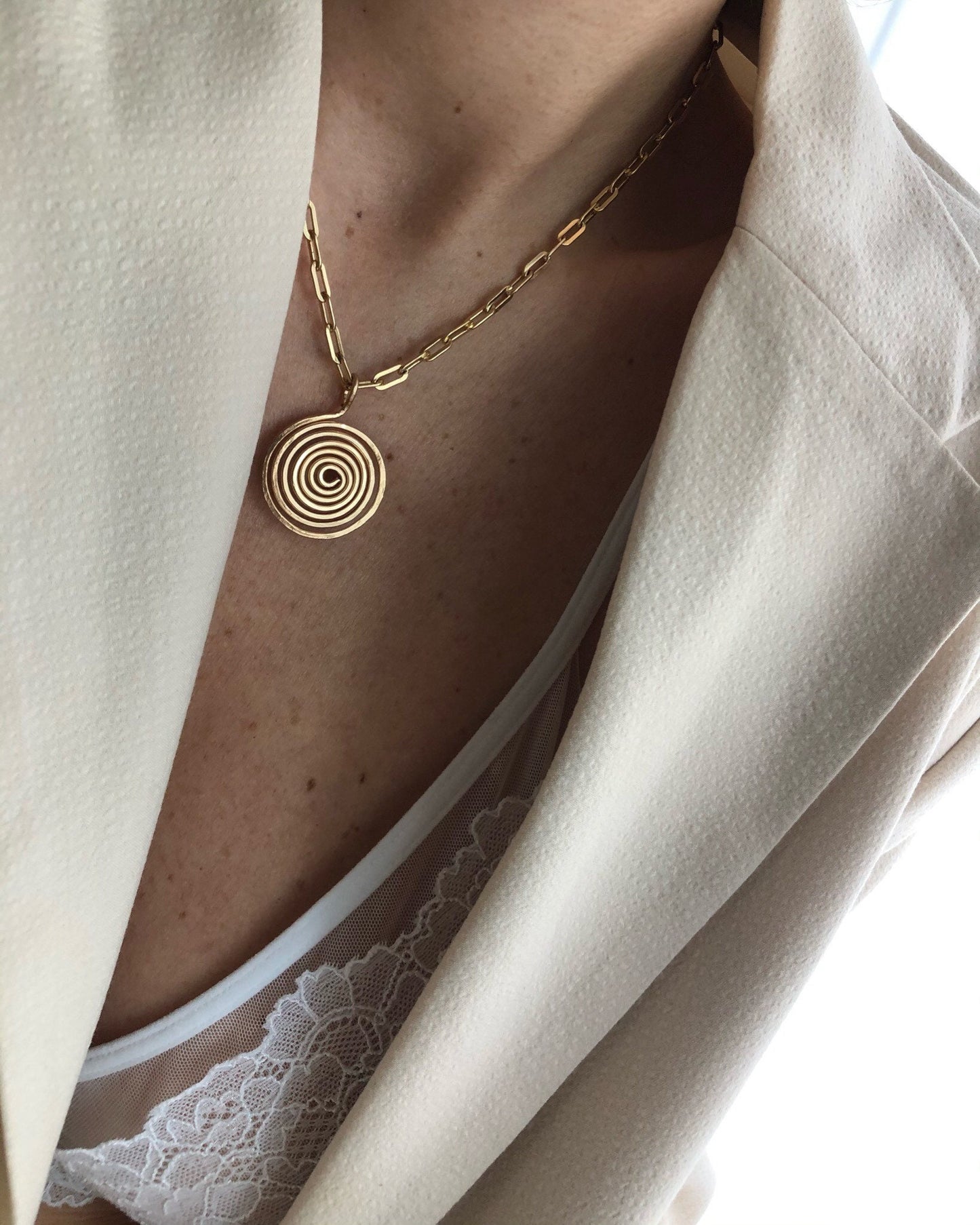 INEZ Gold Spiral Necklace